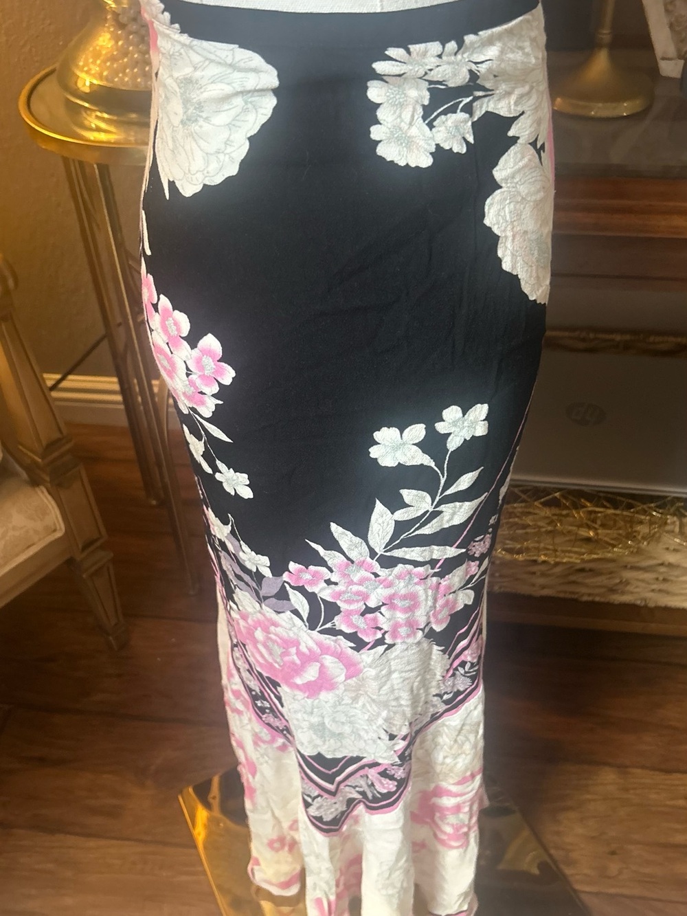Free People Floral Handkerchief Hem Maxi Asymmetrical Skirt Boho Y2K Fairycore